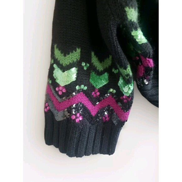 French Connection  Bolero Women's Medium Black Sequins  100% Wool Nwt - Picture 3 of 10